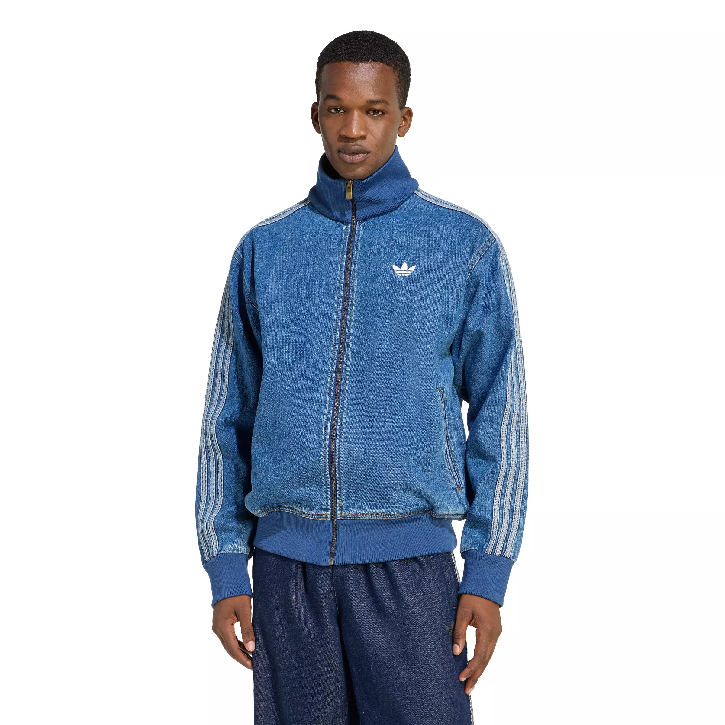 トップス ADICOLOR DENIM FIREBIRD TRACK TOP adidas Originals Men's Adicolor Denim Track Jacket - Blue